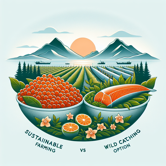 Professional hero image for "Ikura and Sustainability: Farmed vs. Wild Caught" - No content