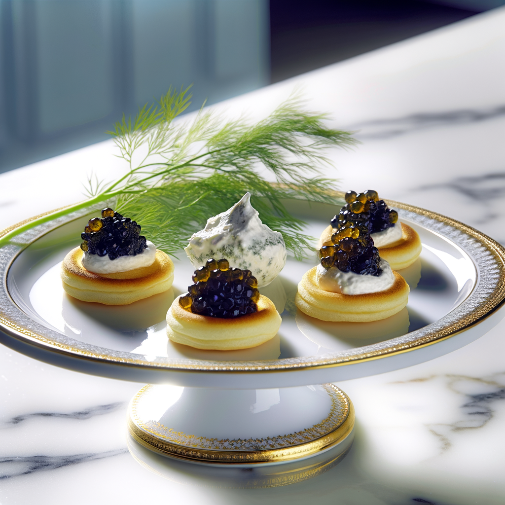 Classic Caviar Blinis Japanese Style: Luxury Golden Sturgeon Recipe - elegant gourmet appetizer perfect for special occasions